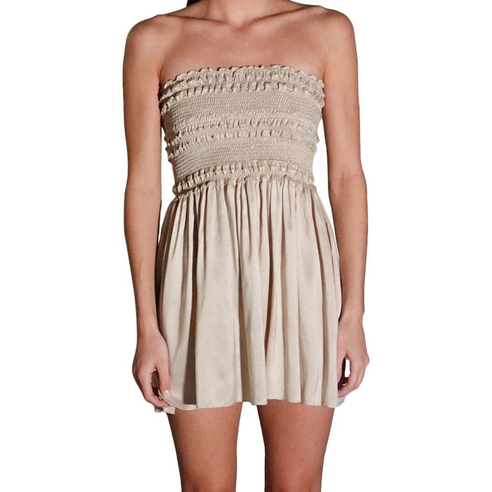75% Off!! Azeeza Elegant Strapless Silk Cream Dress
